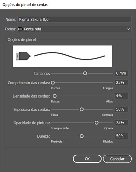 Adobe Illustrator configurando pincel caligrafico