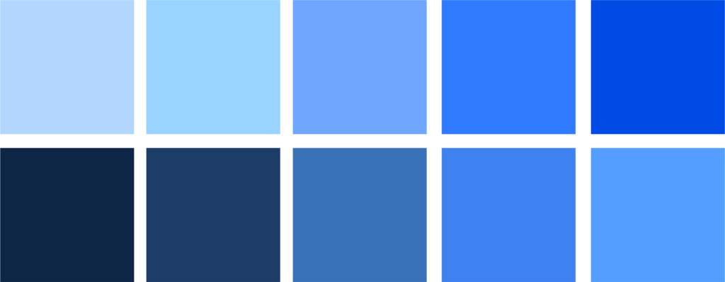 Variações da Cor azul