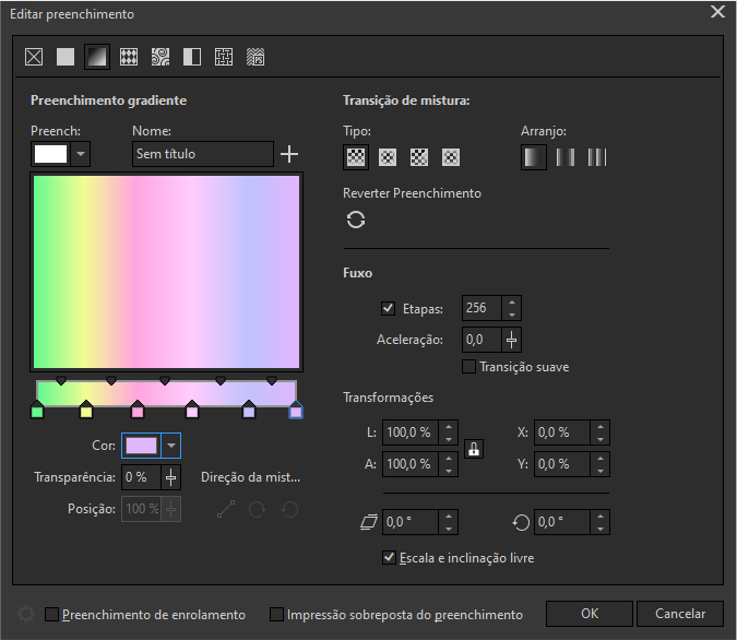 CorelDRAW Preenchimento gradiente colorido
