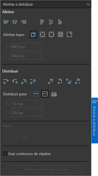 Janela alinhar e distribuir
