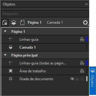 CorelDRAW Janela Objetos
