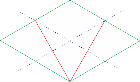 Quadrado Isométrico linha perpendicular inferior