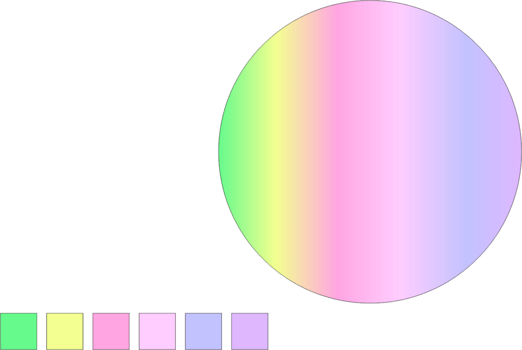 CorelDRAW Elipse colorida e amostra de cores bolha de sabão