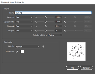 Illustrator configurando pincel dispersão
