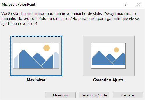 Tamanho de Slide Maximizar